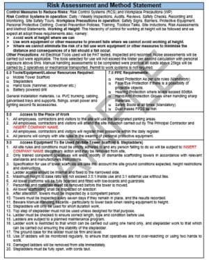 Risk Assessment & Method Statement for Commercial Electrical Installation 2