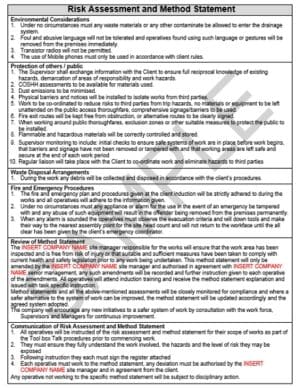 Risk Assessment & Method Statement for Cleaning of Drain 2