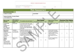 Risk assessment & method statement for landscaping sample 1