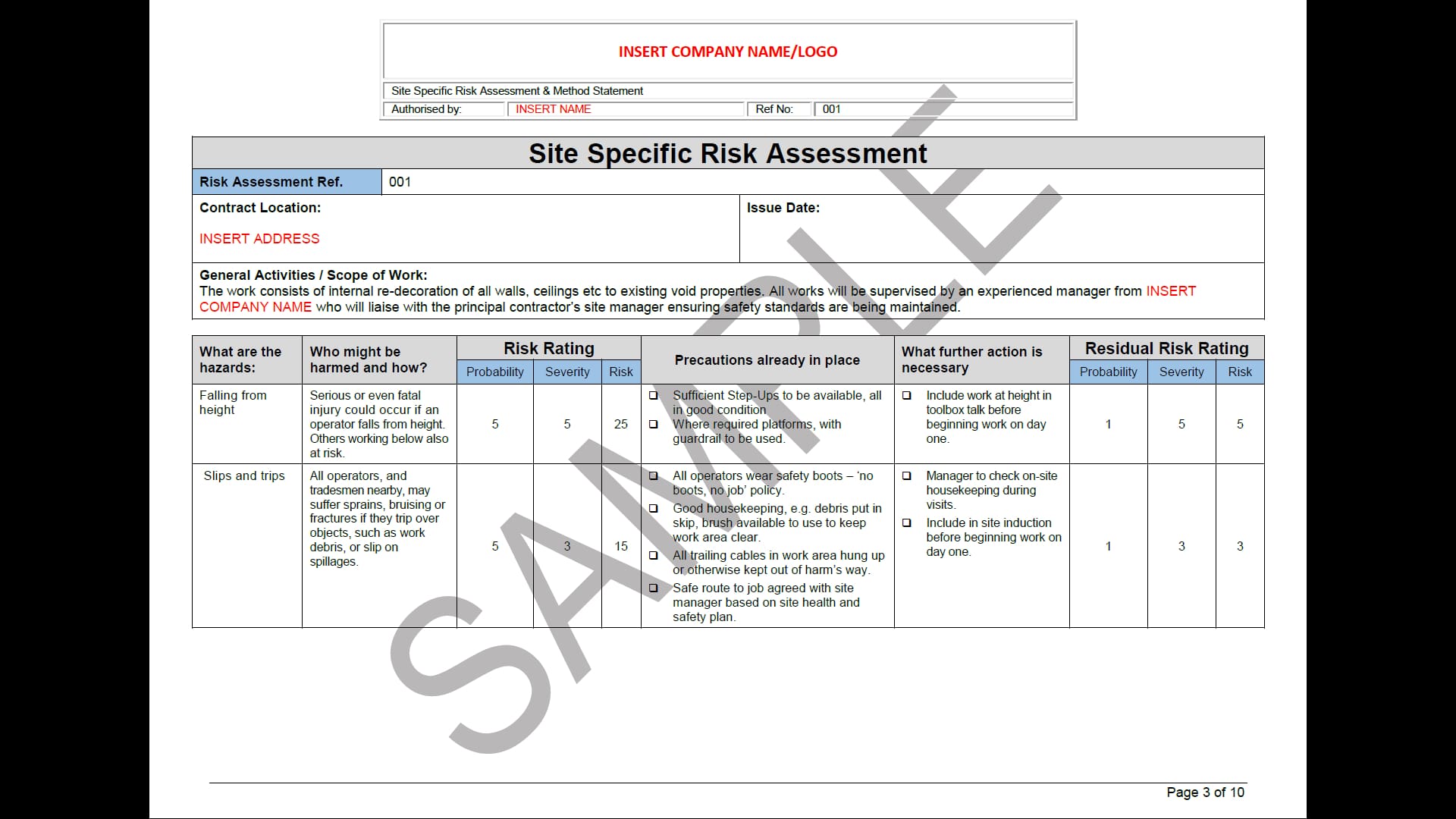 Painting & Decorating Risk & Method Statement | Seguro