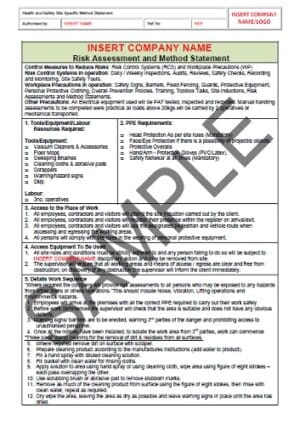 Risk Assessment & Method Statement for Cleaning of Void Property 3