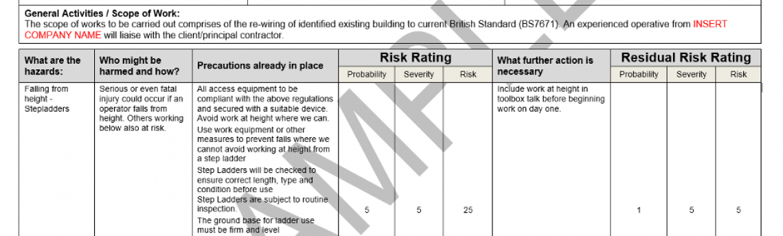 Risk Assessment & Method Statement