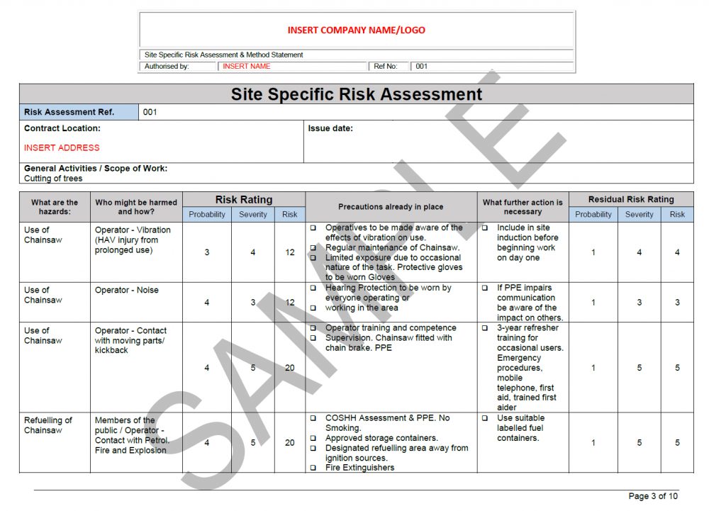 risk assessment and method statement training