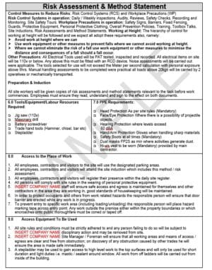 Risk Assessment & Method Statement for Retail Unit Fit Out 2