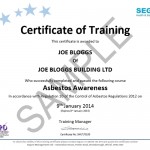 Asbestos Awareness Certificate