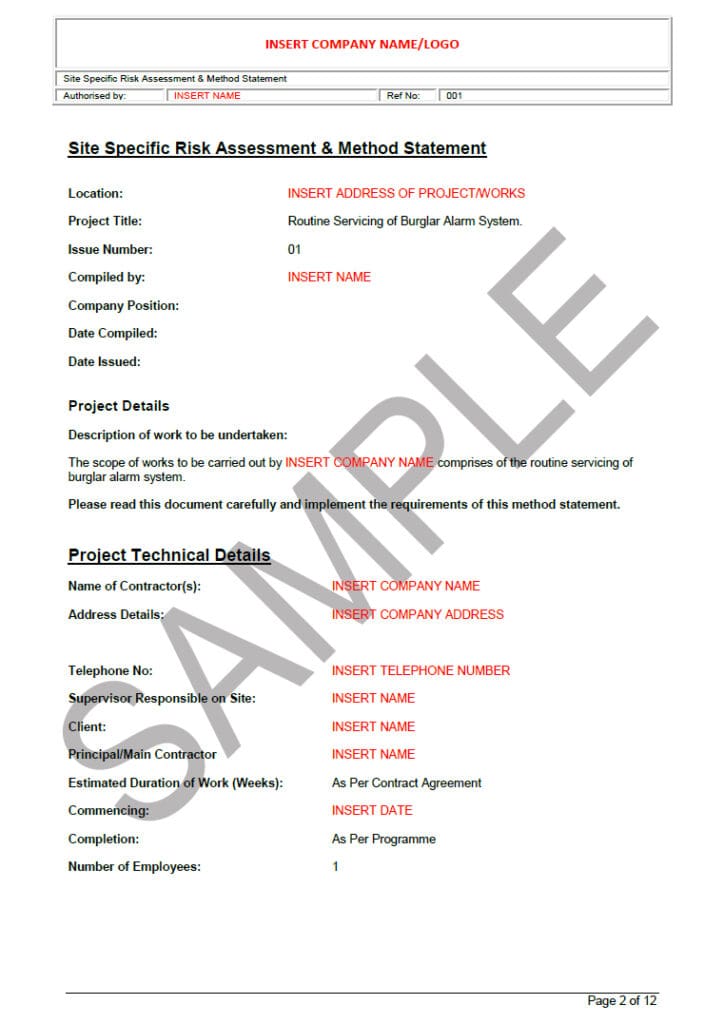 Burglar Alarm Service Risk Assessment Seguro