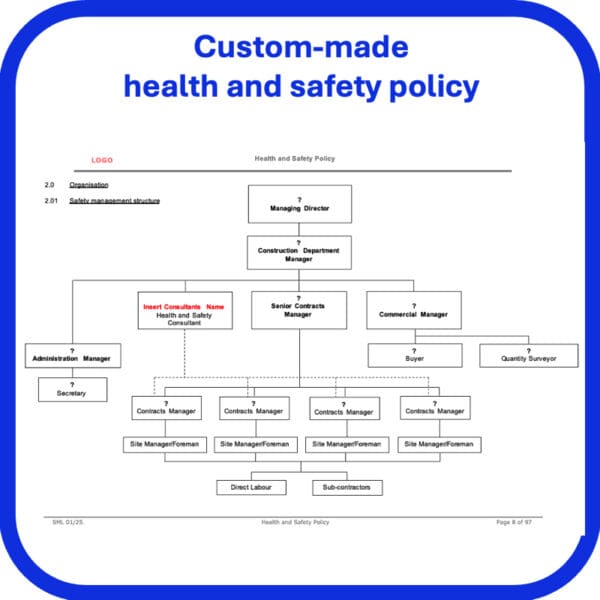 Bespoke health and safety policy, custom made, health and safety policy