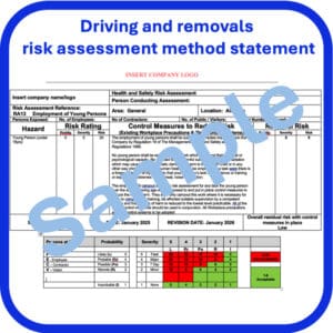 Driving and removals risk assessment method statement