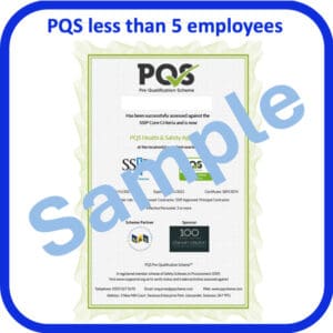 PQS accreditation less than 5 employees, PQS certificate