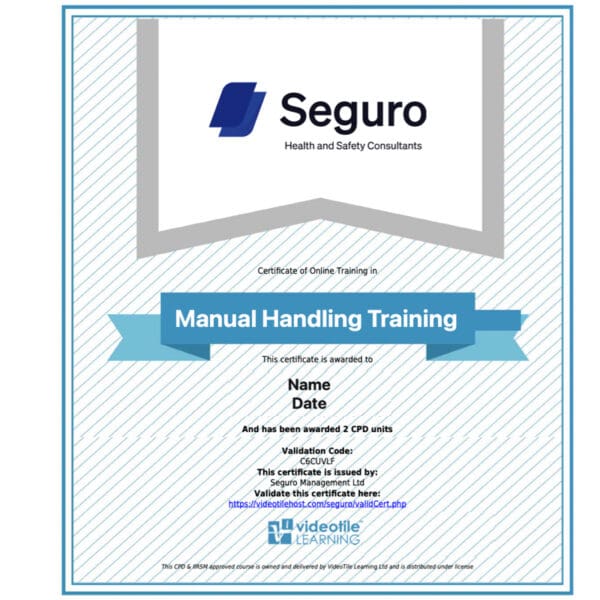 Manual Handling Training Certificate