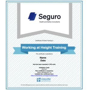 Working at height training certificate