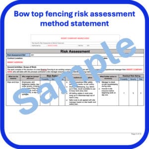 Bowtop fencing risk assessment method statement