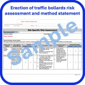 Erection of traffic bollards risk assessment method statement