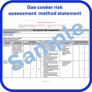 Gas cooker service risk assessment method statement
