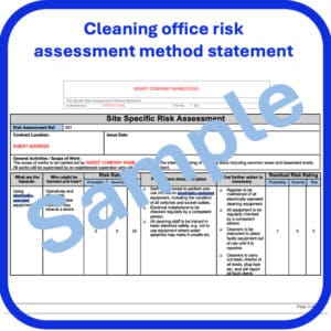 Cleaning offices risk assessment method statement