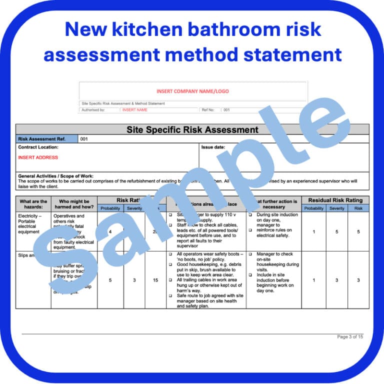 New Kitchen Bathroom Risk Assessment - Seguro H&S