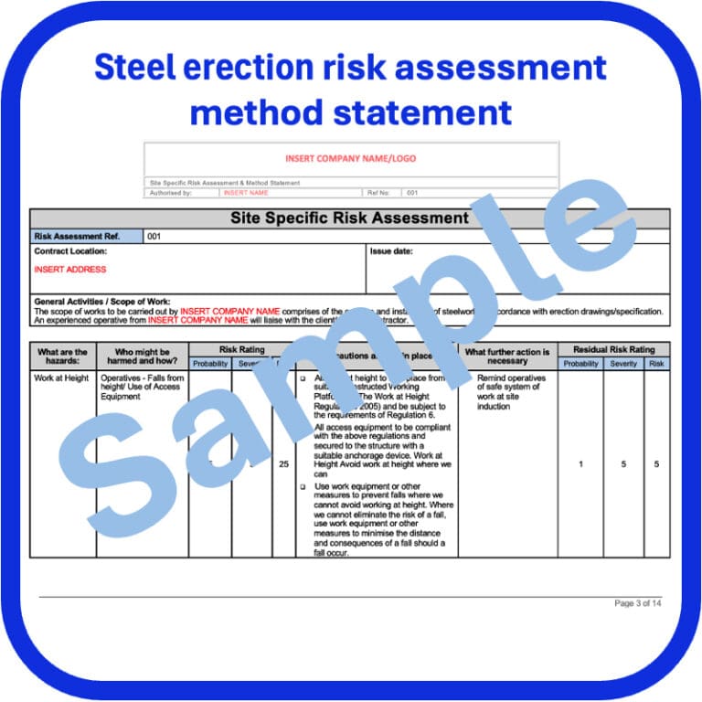 Steel Erection Risk Assessment Method Statement