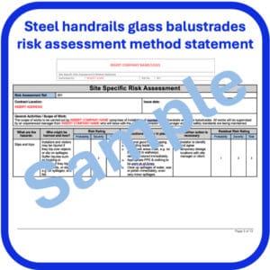 Steel handrails glass balustrades risk assessment method statement