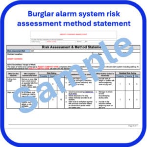 Burglar alarm risk assessment method statement