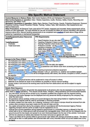 Tree Work Risk Assessment Method Statement - Seguro H&S